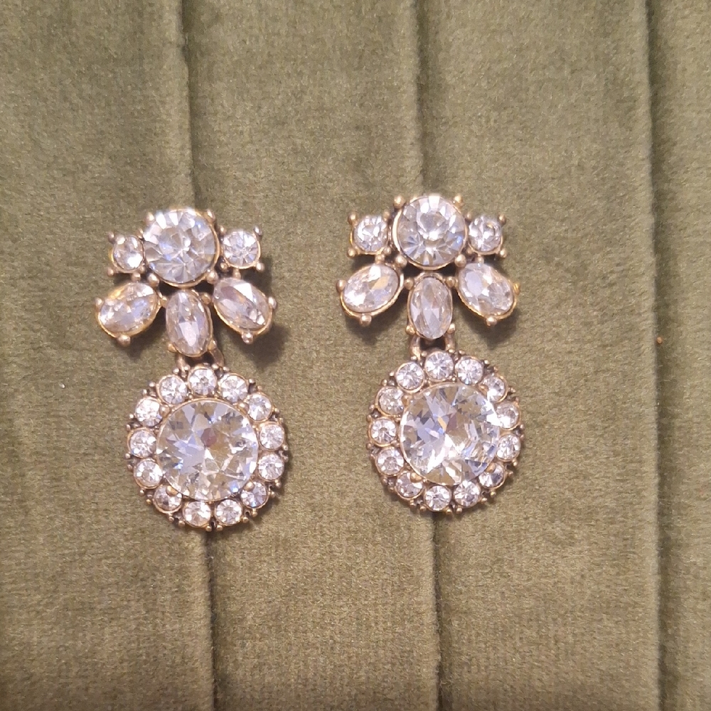 J. Crew Gold and Silver Crystal Statement Earrings